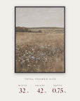 abide with me in a black floater frame with its total framed size listed below: 32 inches wide, 42 inches high, and 0.75 inches deep.