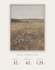 abide with me in a light oak floater frame with its total framed size listed below: 32 inches wide, 42 inches high, and 1.25 inches deep.