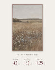 abide with me in a light oak floater frame with its total framed size listed below: 42 inches wide, 62 inches high, and 1.25 inches deep.