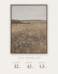 abide with me in a dark walnut floater frame with its total framed size listed below: 32 inches wide, 42 inches high, and 1.5 inches deep.