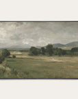 framed painting of a landscape with a figure walking on a path.