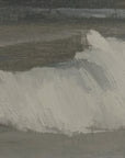 abstract painting with horizontal brush strokes in gray tones