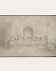 framed artwork of a classical painting with a group of figures around a table.