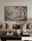 living room with beige sofa, decorative vases, and a large framed artwork on the wall. __lifestyleimage