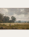 framed painting of a shepherd with sheep in a pastoral landscape