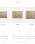 size guide chart showing three framed wall art prints labeled 30" x 40", 36" x 48", and 40" x 60", with a 79-inch console table reference below on a white background.