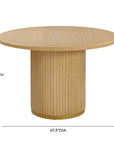 Natural Oak Wood Round Dining Table
