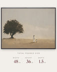 walk humbly in a black floater frame with its total framed size listed below: 48 inches wide, 36 inches high, and 1.5 inches deep.