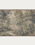 framed artwork of a forest scene with trees and foliage on a plain background