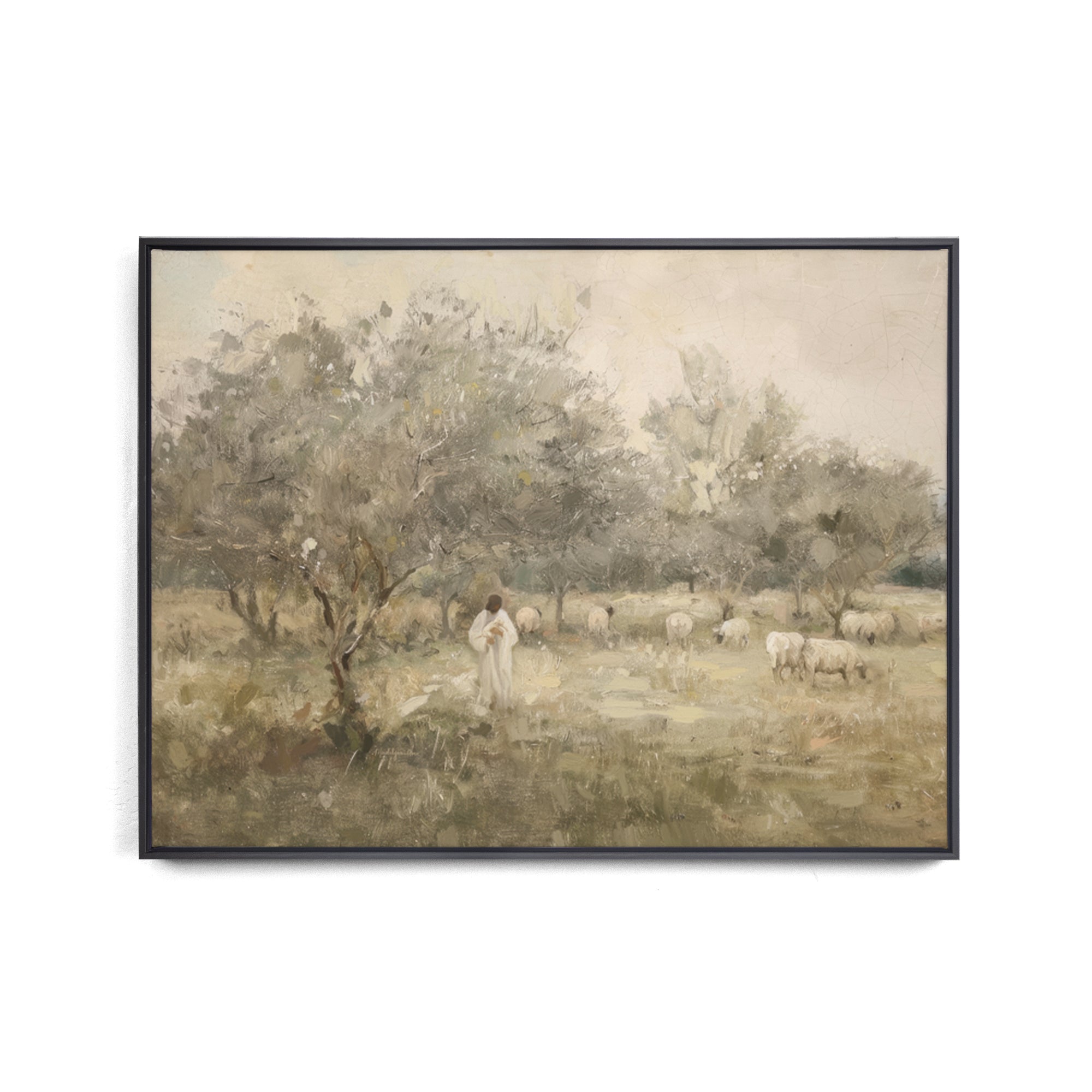 The Good Shepherd - 40x30 - Black Floater Framed Canvas