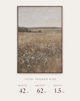 abide with me in a dark walnut floater frame with its total framed size listed below: 42 inches wide, 62 inches high, and 1.5 inches deep. 