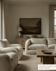 living room with beige sofa, armchairs, and a wooden coffee table. __lifestyleimage