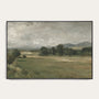 Framed painting of a landscape with a figure walking on a path. #Black