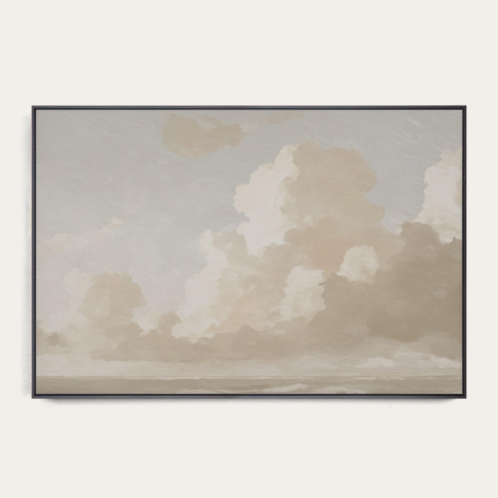 Framed artwork of clouds on a light background 
