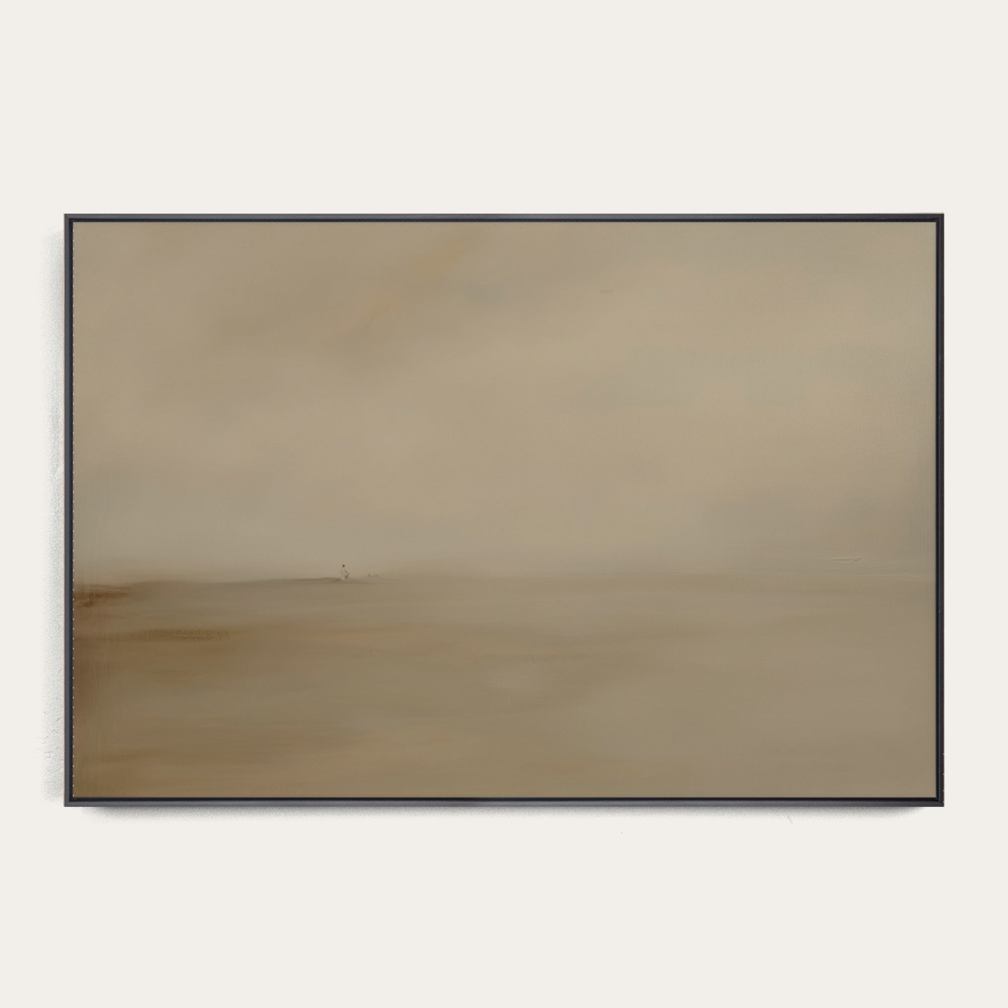 Abstract painting with a gradient of brown tones on a white background 