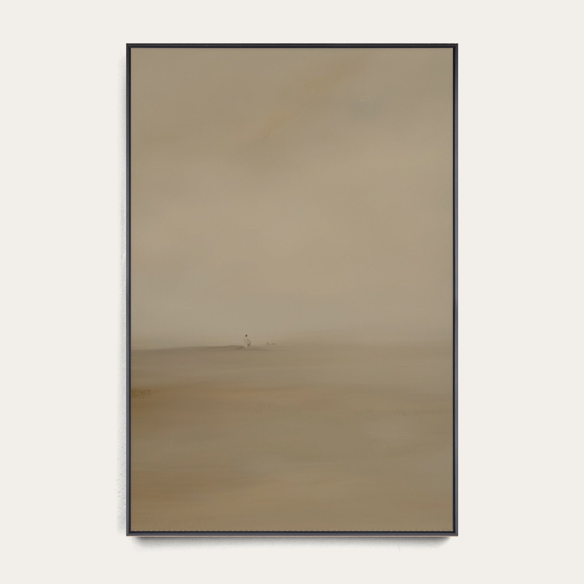 Rectangular mirror with a black frame on a white background 