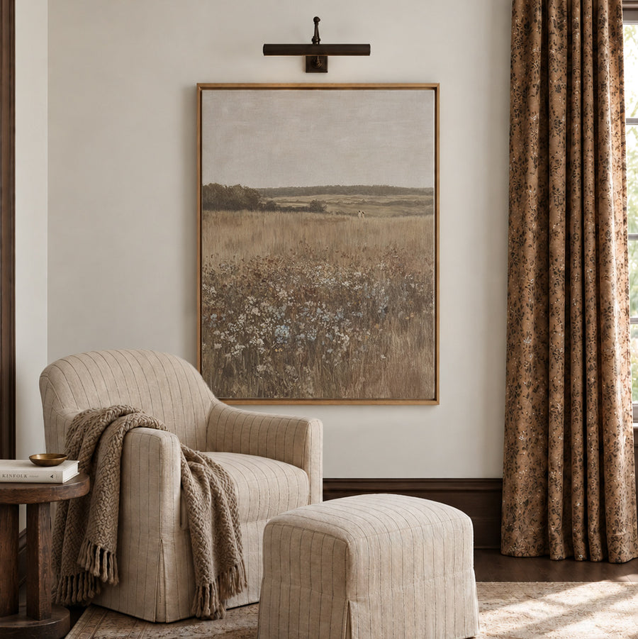 Shown in a floater Oak frame in size 36x48