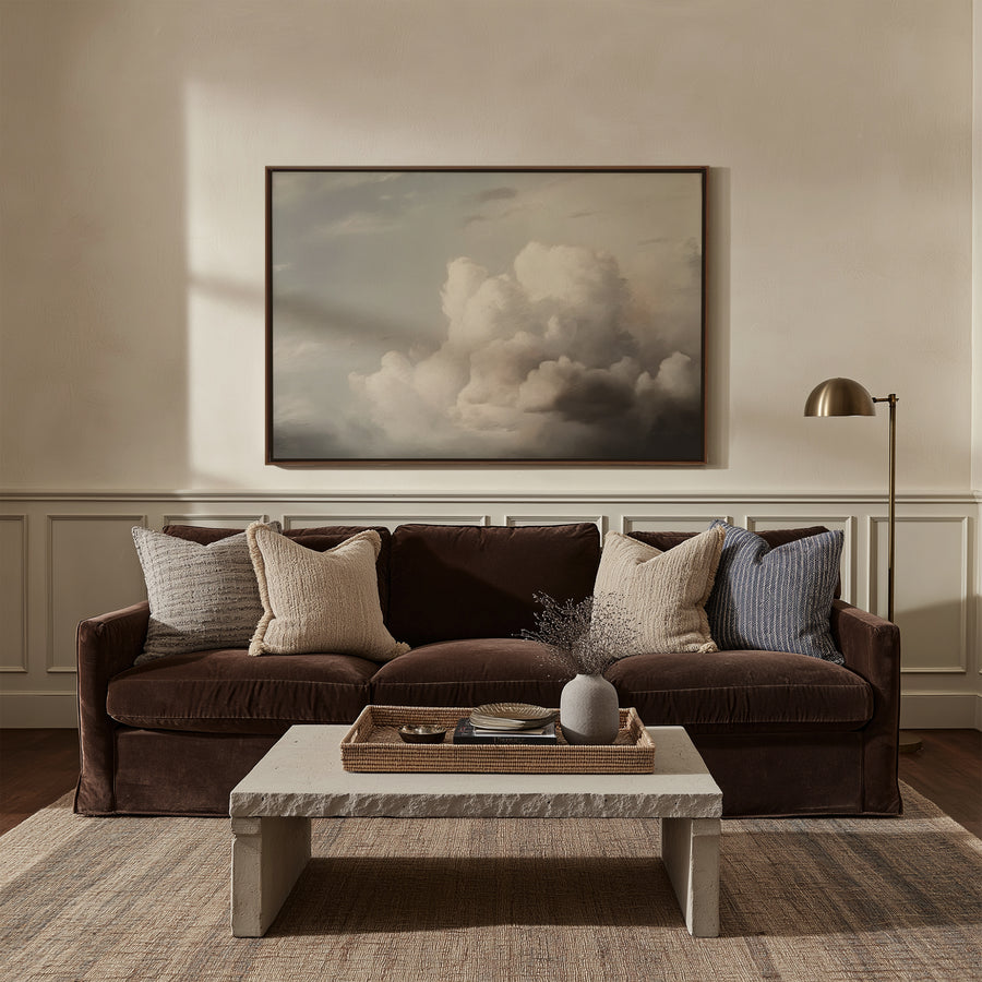 Shown in a Floater Walnut frame in size 60x40