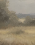 landscape painting of a field with trees and a distant view