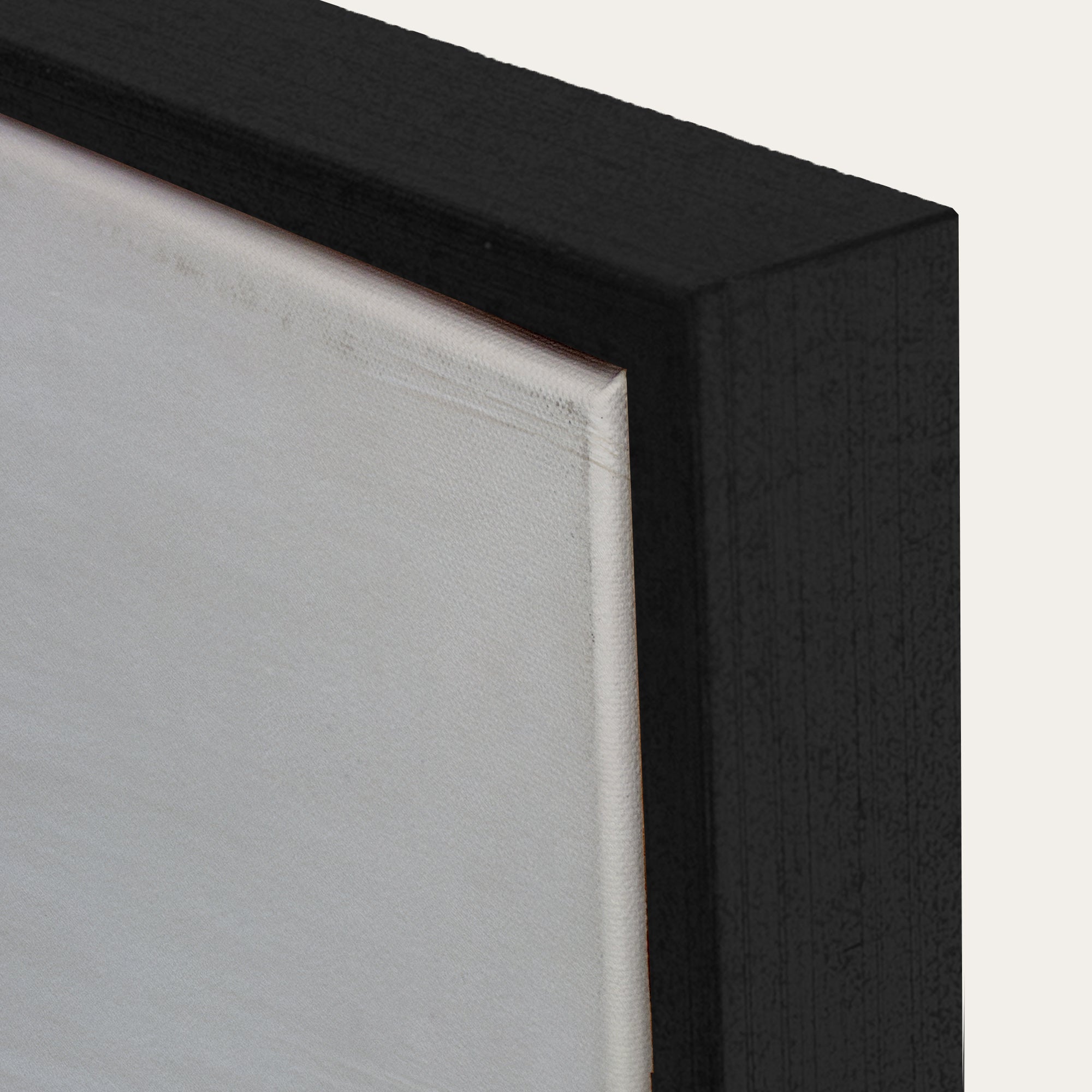 Close-up of a black frame corner with a white background 
