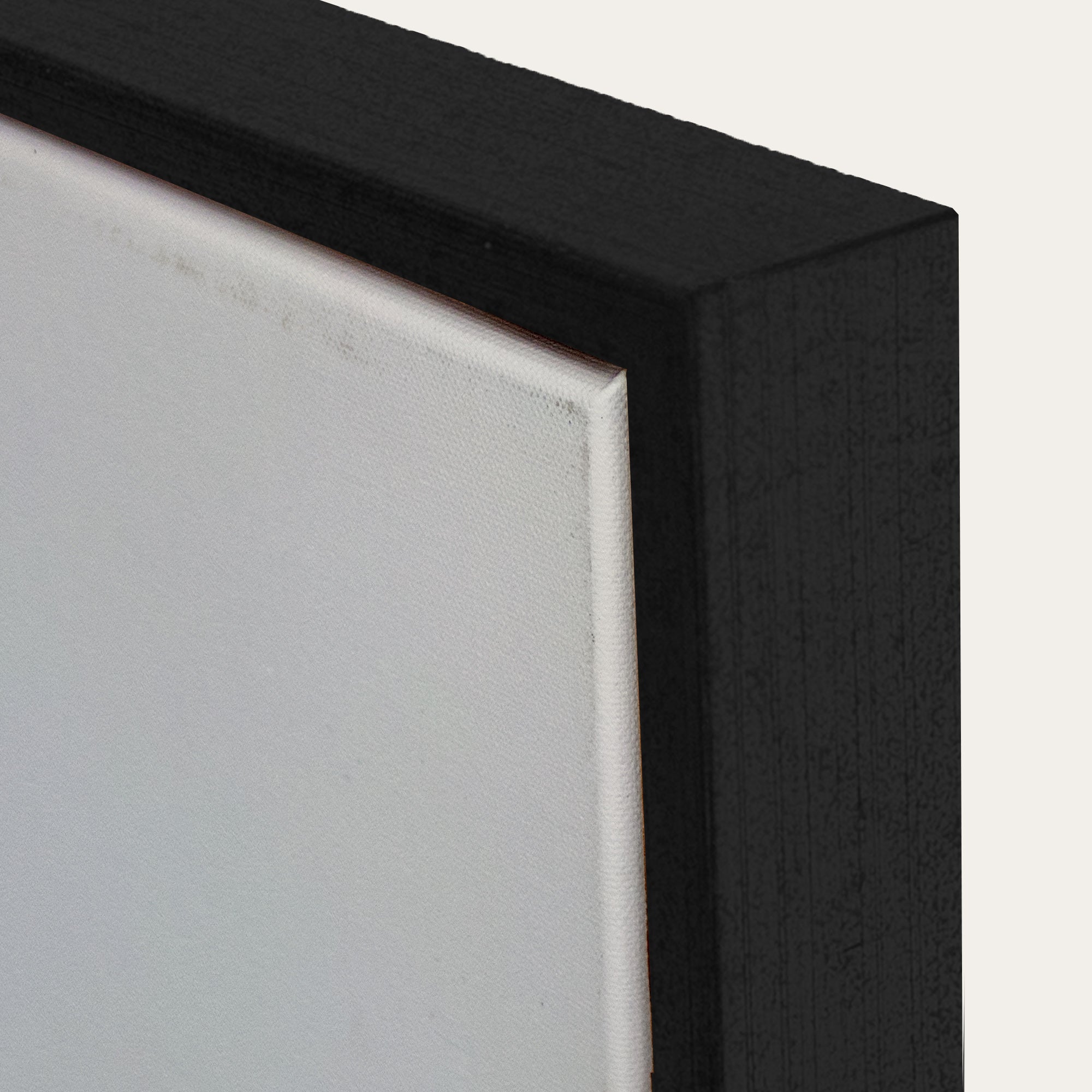 Close-up of a black frame corner with a white background 