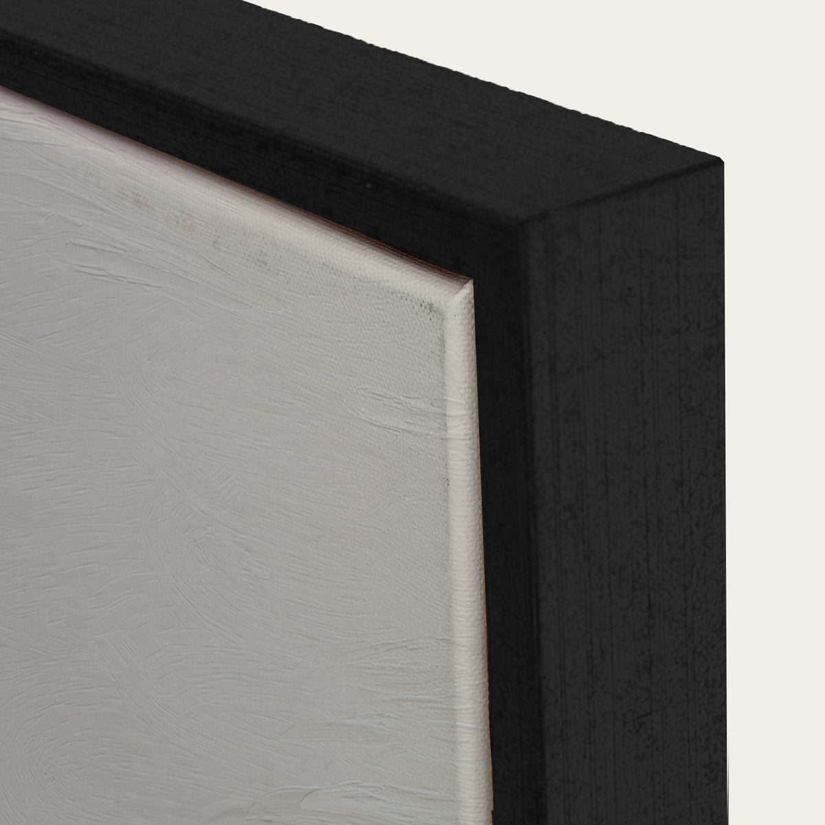 Close-up of a black frame corner with a white background 