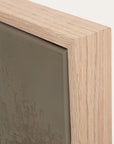 close-up of a wooden picture frame with a neutral background 