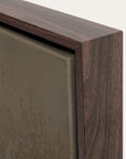close-up of a wooden frame corner with a textured surface 