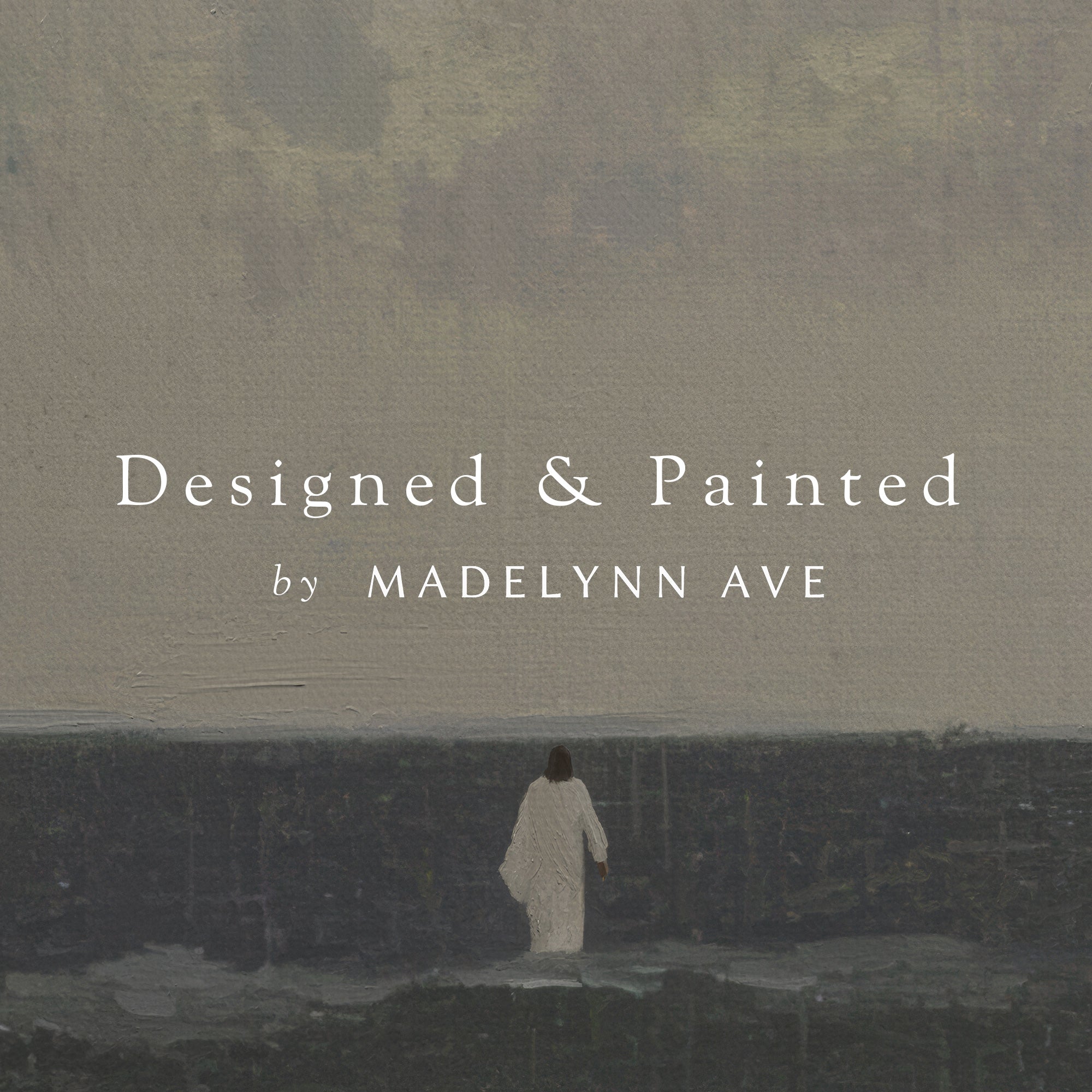 Person walking along a coastal path with 'Designed &amp; Painted by Madelynn Ave' text overlay.