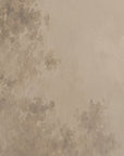 Beige textured wallpaper featuring a soft, watercolor-style botanical pattern of leaves and branches in muted taupe and brown tones.