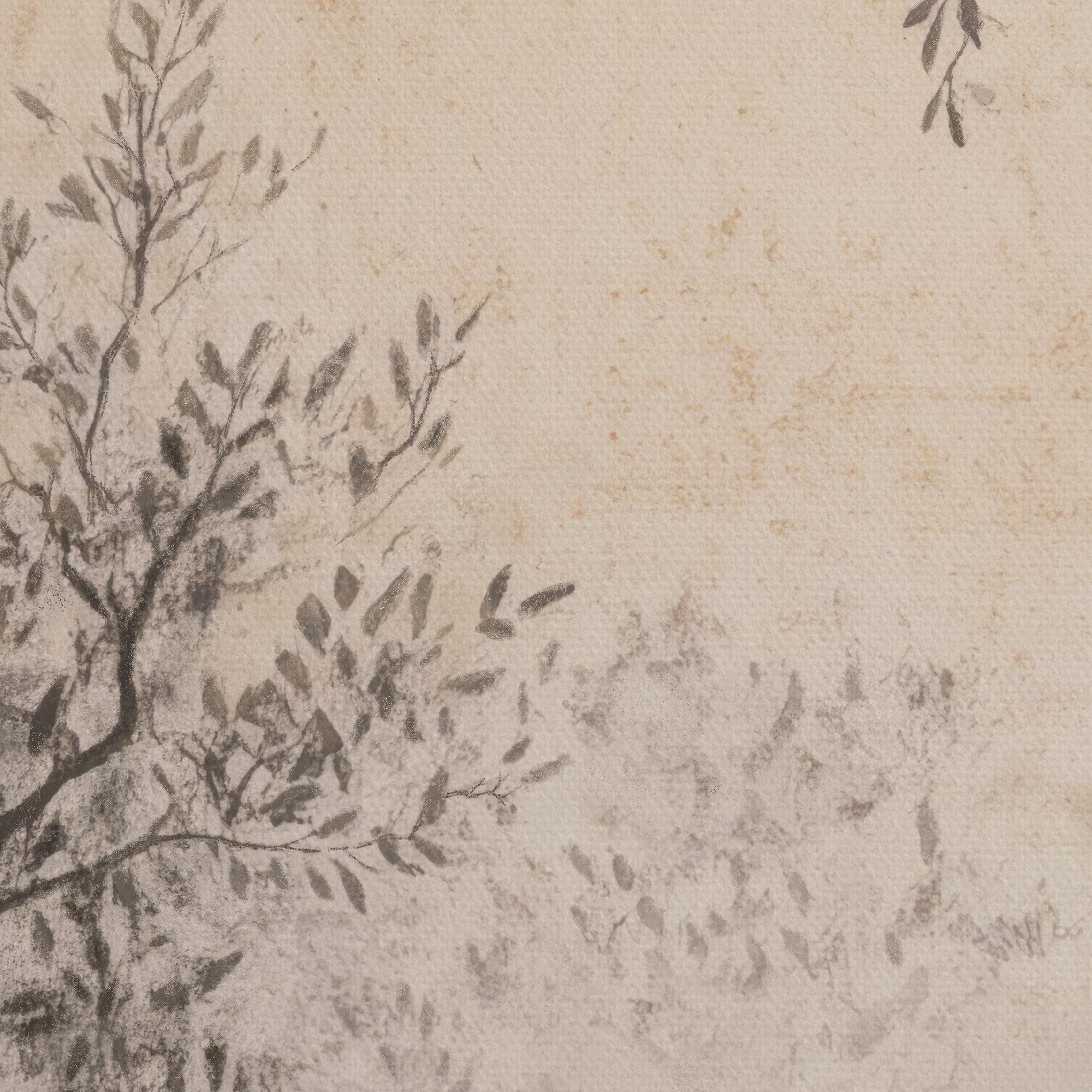 Artistic depiction of a tree with leaves on a textured beige background