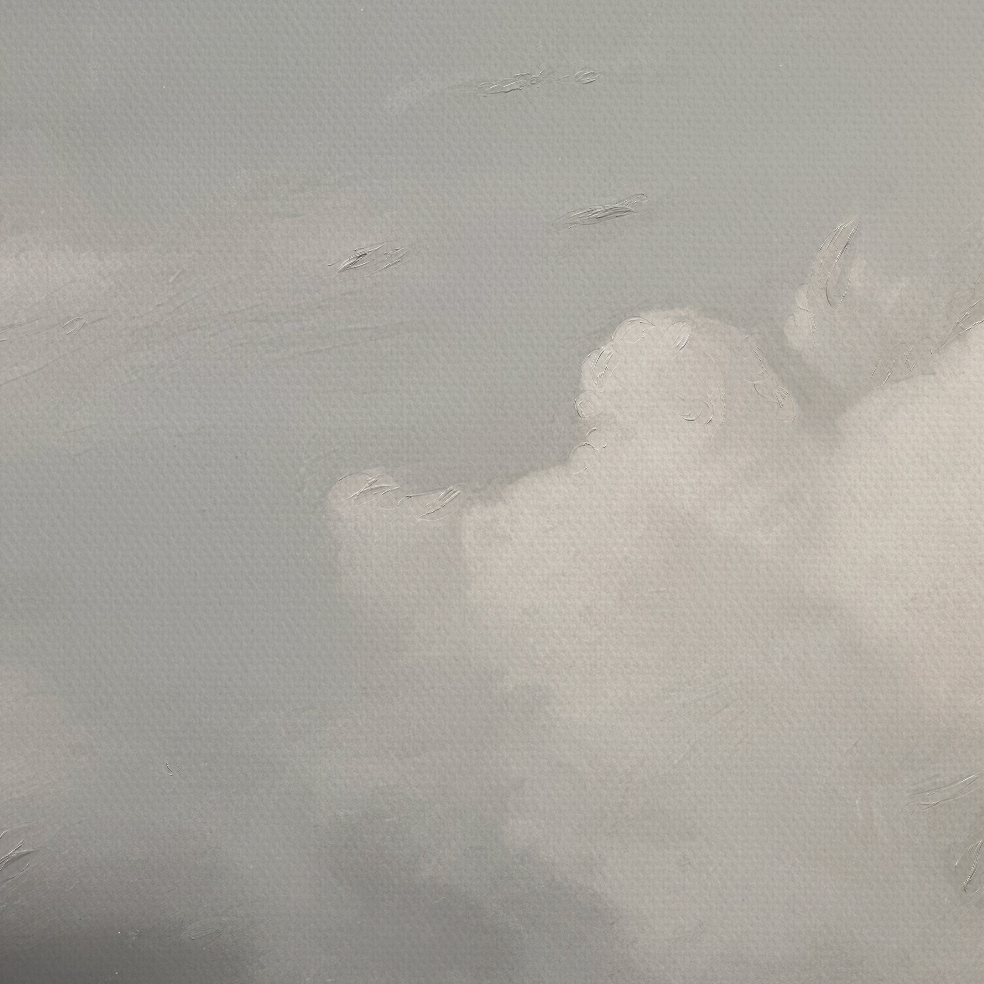 Foggy mountain landscape with indistinct shapes and colors