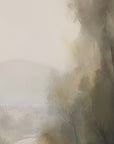 foggy mountain landscape with a castle in the distance