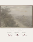 forgotten road in a gold floater frame with its total framed size listed below: 62 inches wide, 42 inches high, and 1.5 inches deep. 