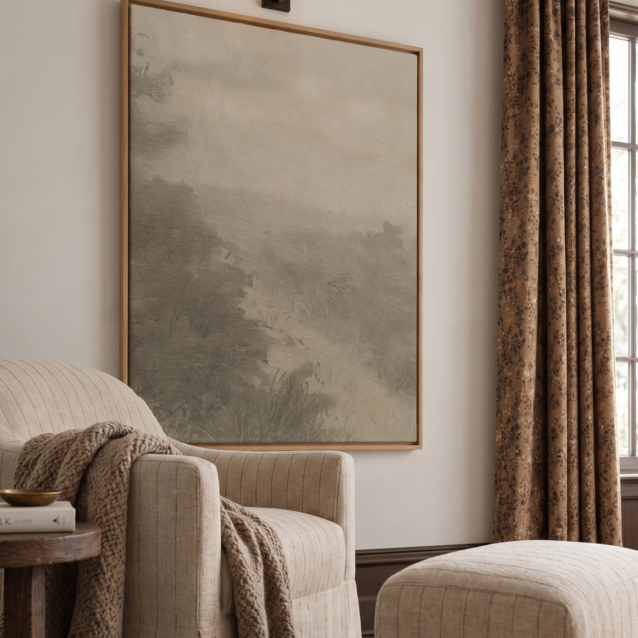 Shown in an oak floater frame in size 36x48