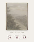 forgotten road in a gold floater frame with its total framed size listed below: 36 inches wide, 48 inches high, and 1.5 inches deep. 