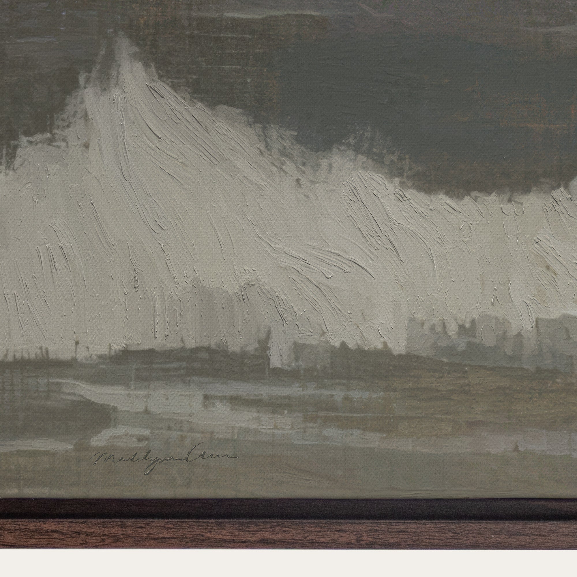 Artistic depiction of a landscape with a signature at the bottom right corner. 