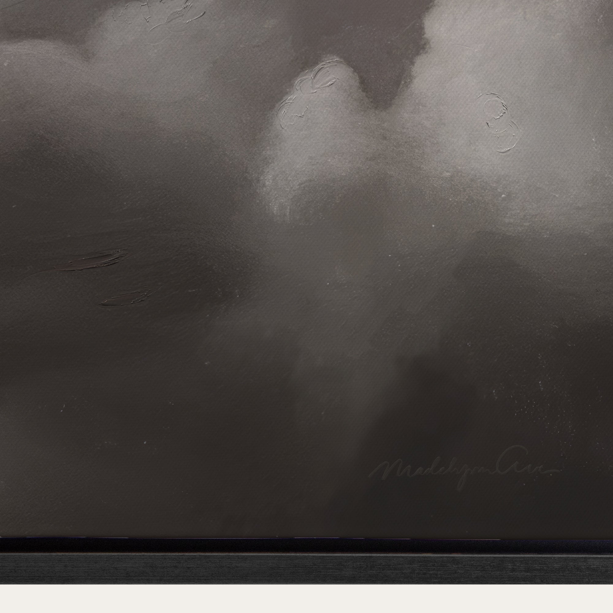 Abstract black and white painting with textured surface 
