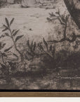 artistic depiction of a deer in a natural setting with a signature at the bottom right corner. 
