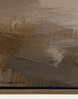 abstract painting with textured brushstrokes in brown and beige tones. 