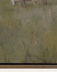 abstract painting with green and brown tones on a textured surface 