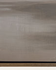 abstract painting with brown and beige brush strokes on a textured surface. 