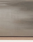abstract painting with horizontal brush strokes in brown and beige tones. 