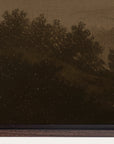 starry night sky over a forest with a dark brown color tone. 
