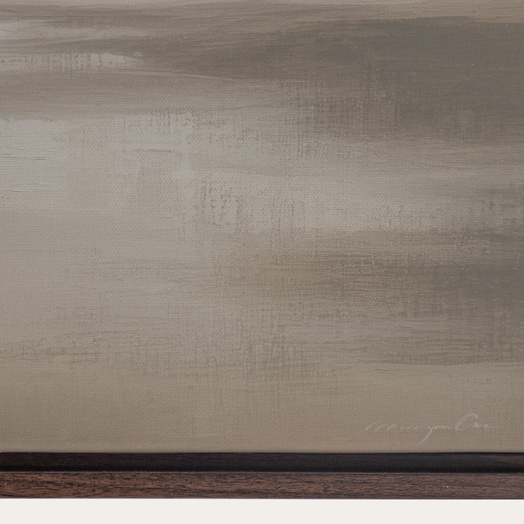 Abstract painting with brown and beige tones on a textured surface 