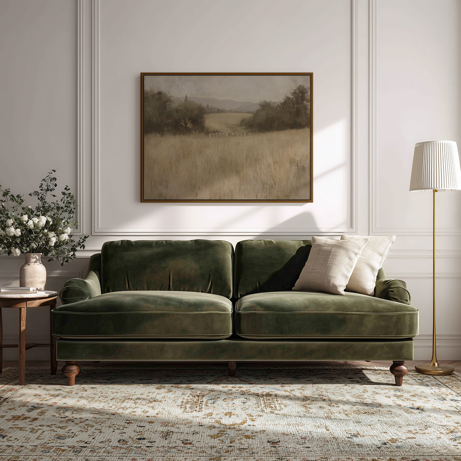 Shown in a Floater Walnut frame in size 48x36