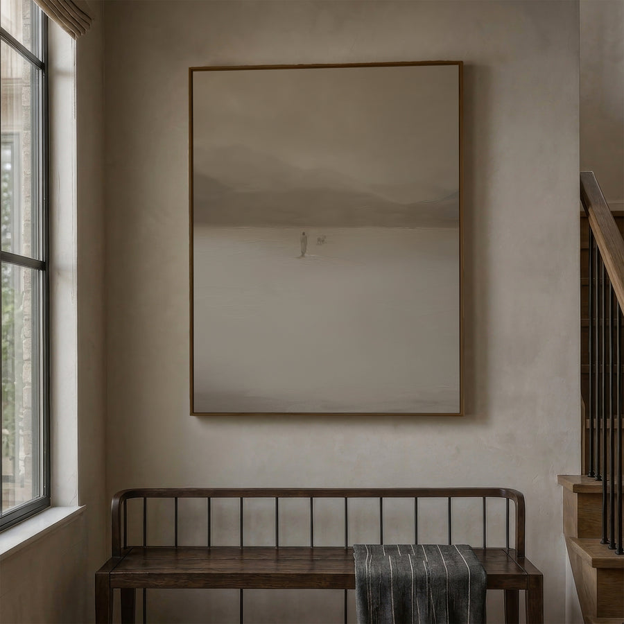 Shown in a floater Walnut frame in size 30x40