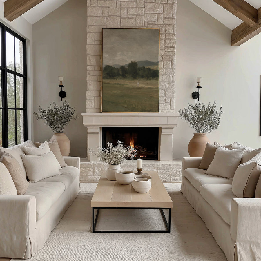 Shown in a floater Gold frame in size 40x60