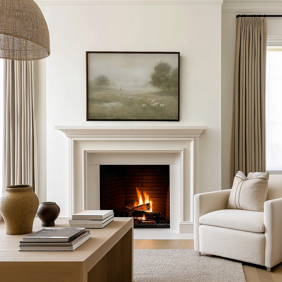 Shown in a floater Walnut frame in size 40x30