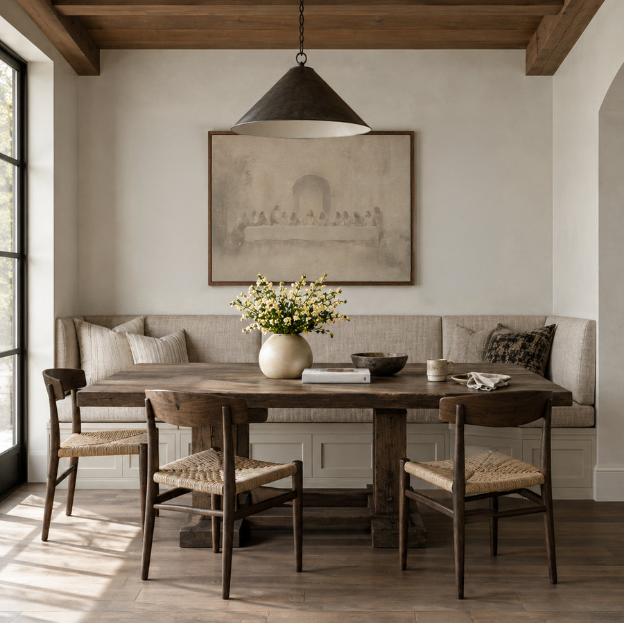 Shown in a floater Walnut frame in size 48x36